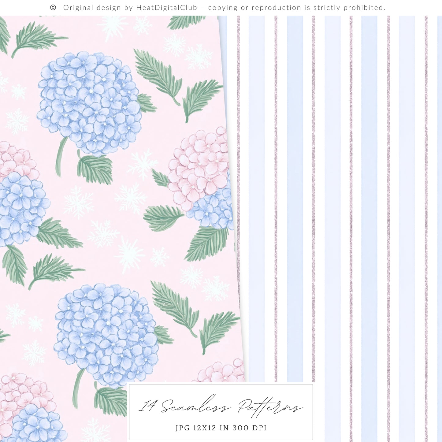 Merry Christmas - Seamless Patterns Set 3, Grandmillennial Holiday, Stripes, Plaid | 14 JPEG