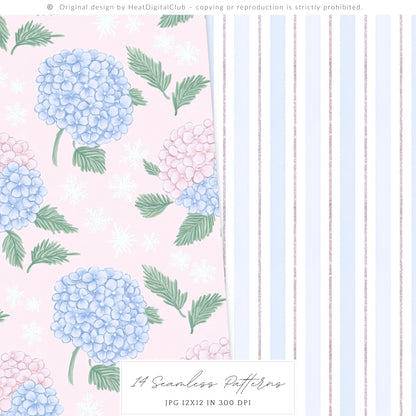 Merry Christmas - Seamless Patterns Set 3, Grandmillennial Holiday, Stripes, Plaid | 14 JPEG