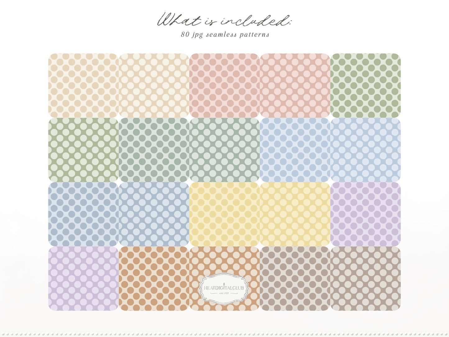 Pastel Polka Dots - Seamless Patterns, Modern Soft Color Collection | 80 JPEG