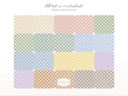 Pastel Polka Dots - Seamless Patterns, Modern Soft Color Collection | 80 JPEG