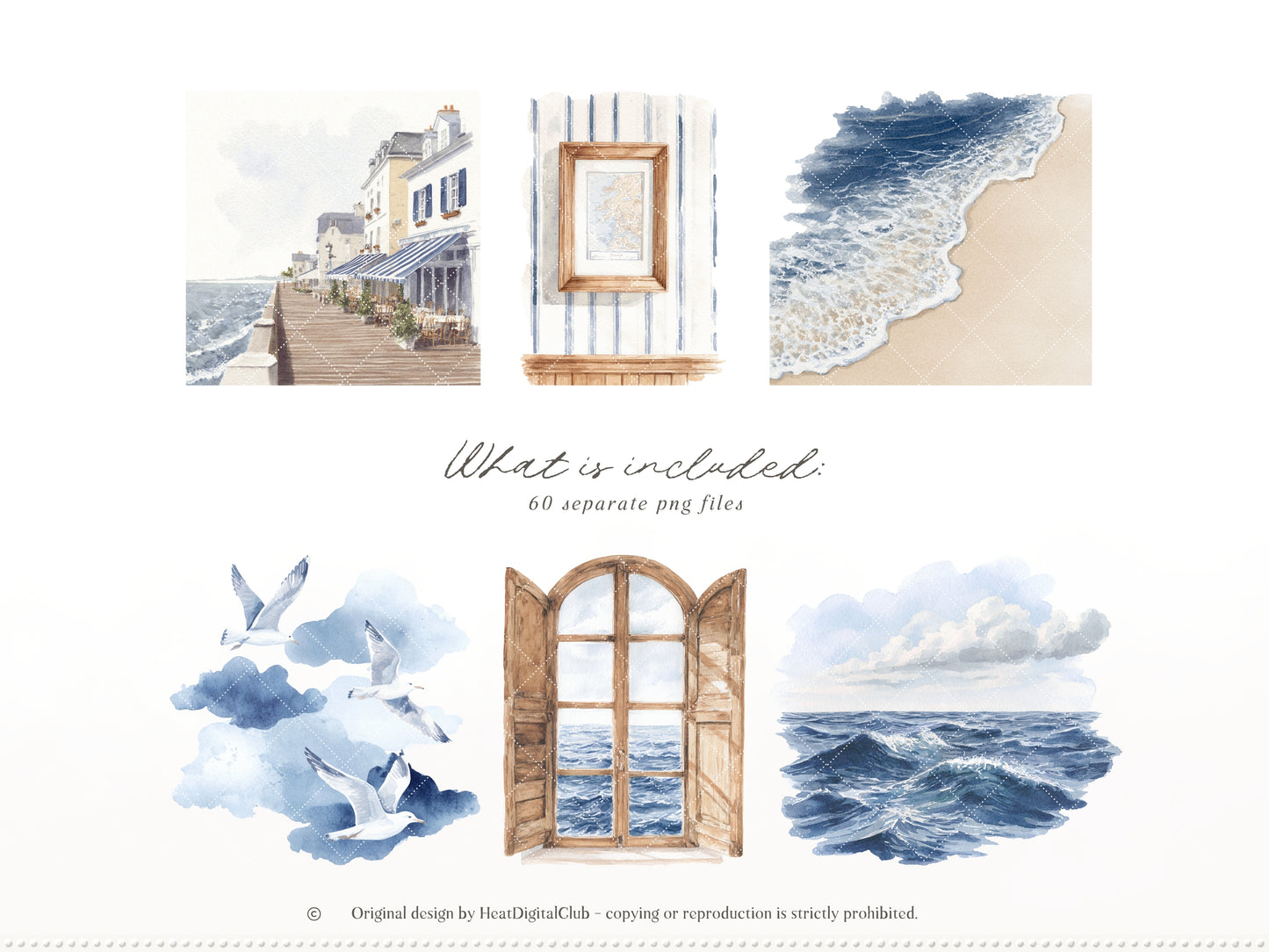 Cold Shore - Clipart, Navy Coastal Girls, Summer Beach, Nautical Graphics, Blue Sea Fashion | 60 PNG