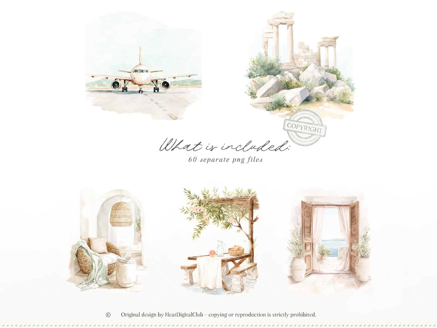 Grapefruit Breeze - Summer Clipart, Mediterranean Beach, Coastal Aesthetic, Citrus, Vacation | 60 PNG