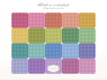 Dopamine Checks - Colorful Modern Plaid Seamless Patterns, Paper Collection | 90 JPEG
