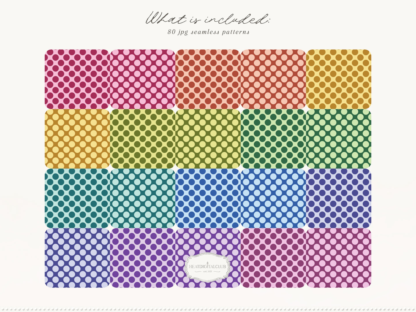Dopamine Dots - Colorful Polka Dot Seamless Patterns, Paper Collection | 80 JPEG