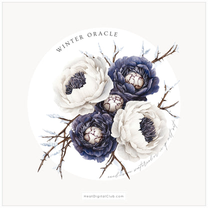 Winter Oracle - Floral Arrangements, Navy Violet Peonies, Enchanted Christmas | 20 PNG