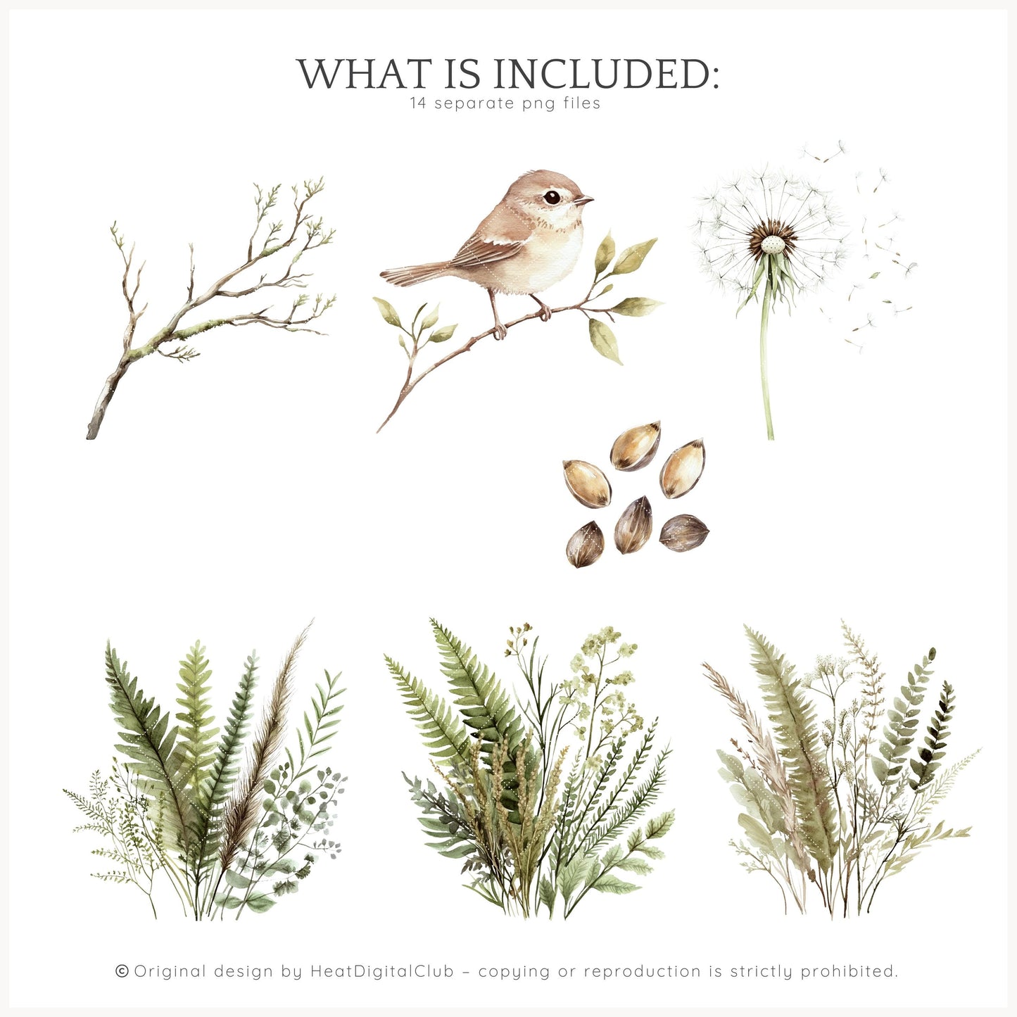 Woodland Journal - Floral Arrangements, Botanical Forest Herbs | 14 PNG
