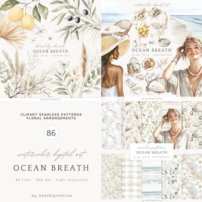 Ocean Breath - Coastal Collection Bundle, Neutral Summer Beach | 86 PNG