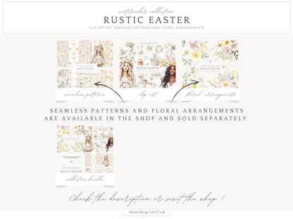 Rustic Easter - Clipart, Pastel, Bunny, Spring | 52 PNG