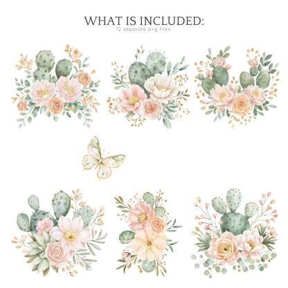 Viva Mexico -  Floral Arrangements Clipart, Cinco De Mayo, Cactus | 12 PNG