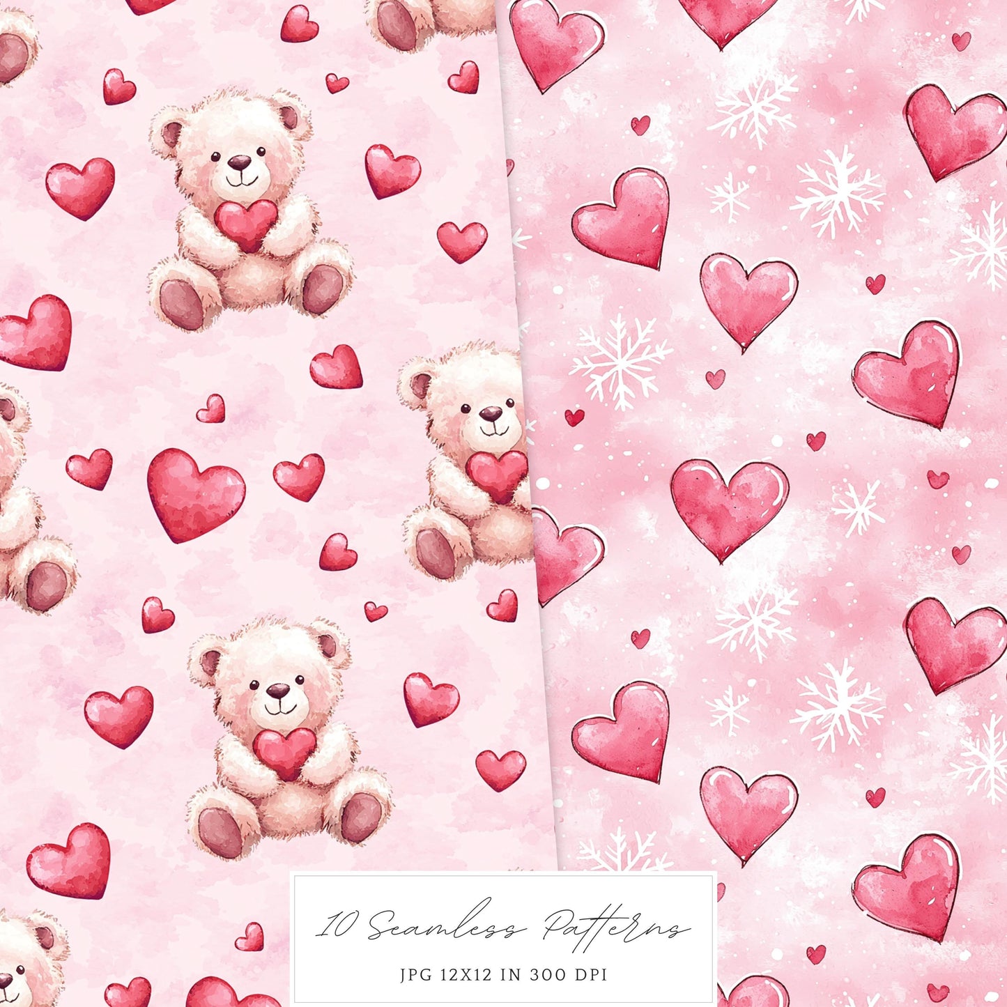 Amour Amour - Valentines Day Seamless Patterns, Love, Romantic | 10 JPEG