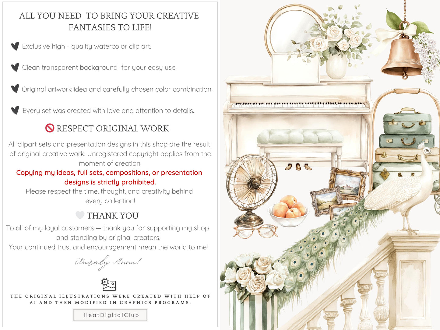 Summer Château - Elegant, French, Country Clipart Set | 60 PNG