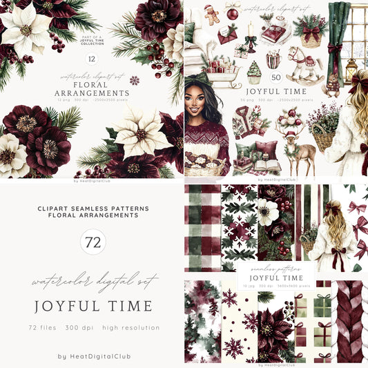 Joyful Time - Collection Bundle, Cozy Winter Clipart, Holidays | 72 PNG/JPEG