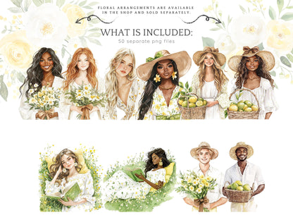 Fresh Essence - Clipart, Cozy Spring, Floral, Citrus | 50 PNG