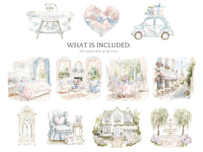 Tender Love - Grandmillennial Valentines Day Clipart, Elegant | 58 PNG