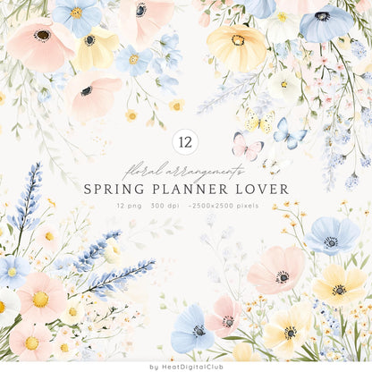 Spring Planner Lover - Collection Bundle, Planner Clipart, Cozy Pastel | 72 PNG/JPEG