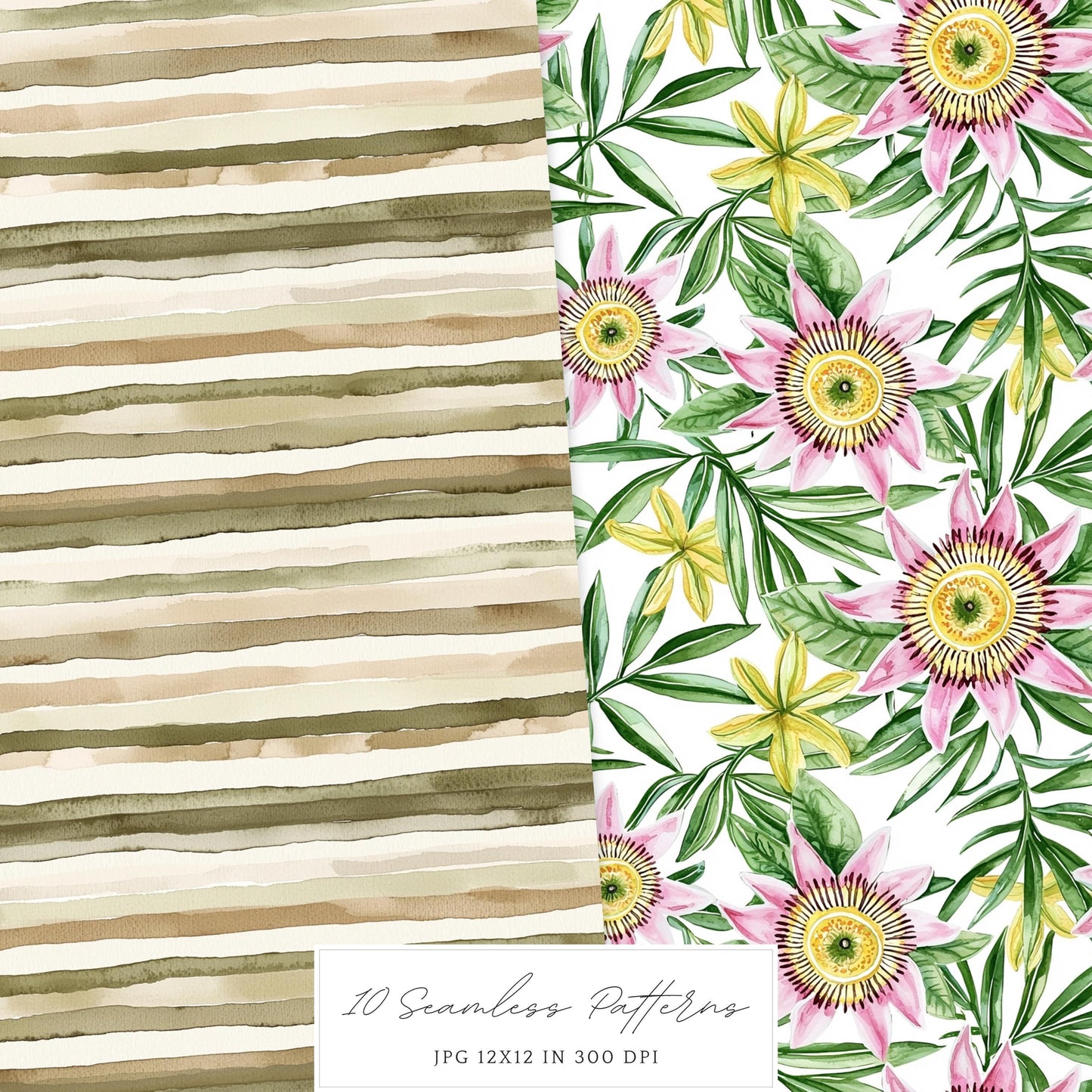 Jungle Mystery - Seamless Patterns, Leopard Print, Floral, Tropical | 10 JPEG