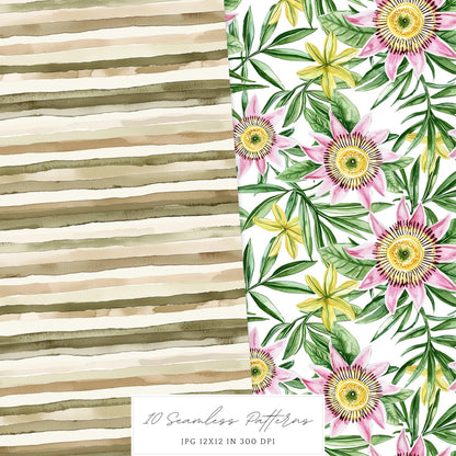 Jungle Mystery - Seamless Patterns, Leopard Print, Floral, Tropical | 10 JPEG
