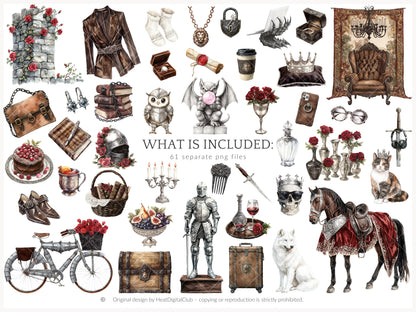 Medievalcore - Gothic Aesthetic Clipart, Medieval Fantasy | 61 PNG