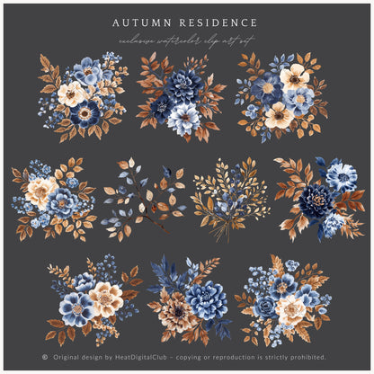 Autumn Residence - Floral Arrangements, Fall Flowers, Pumpkins | 29 PNG