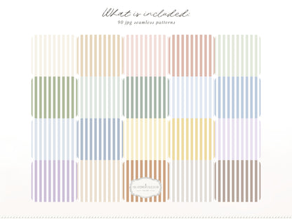 Pastel Stripes Seamless Patterns, Modern Soft Color Collection | 90 JPEG