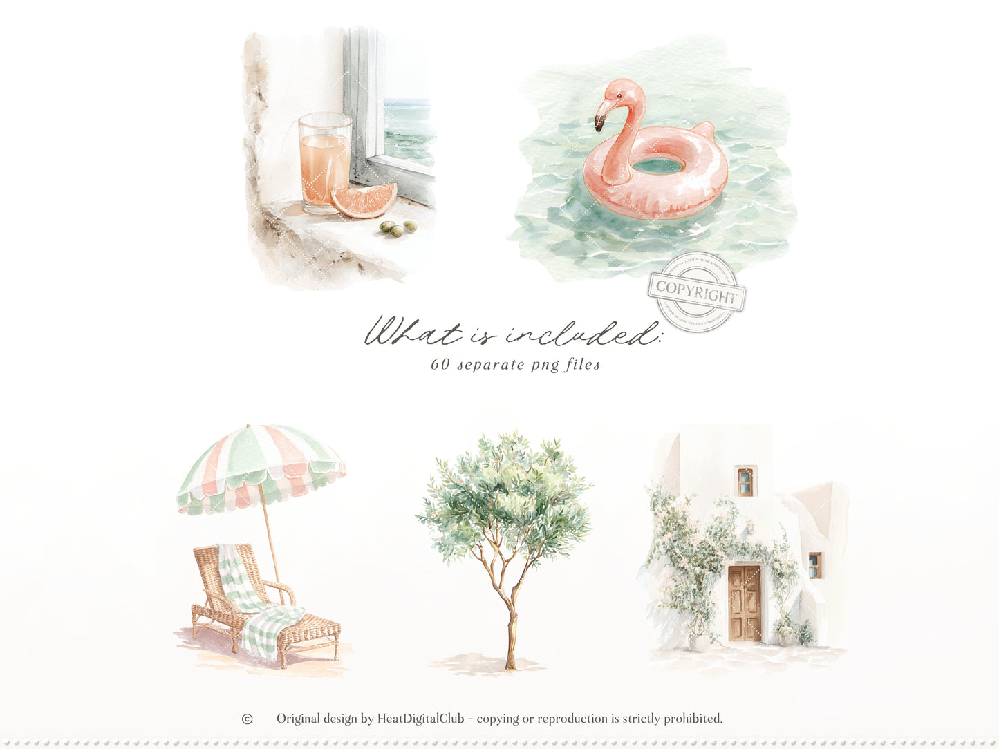 Grapefruit Breeze - Summer Clipart, Mediterranean Beach, Coastal Aesthetic, Citrus, Vacation | 60 PNG