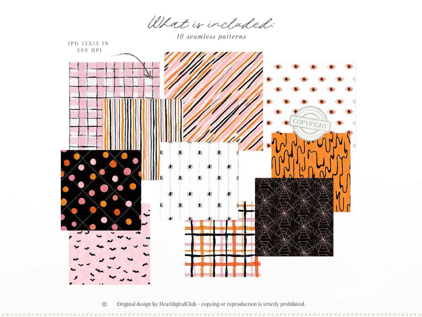 Summerween - Clipart Bundle, Halloween Summer, Spooky Beach Party, Pink Orange Black, Seamless Patterns | 96 PNG/JPEG