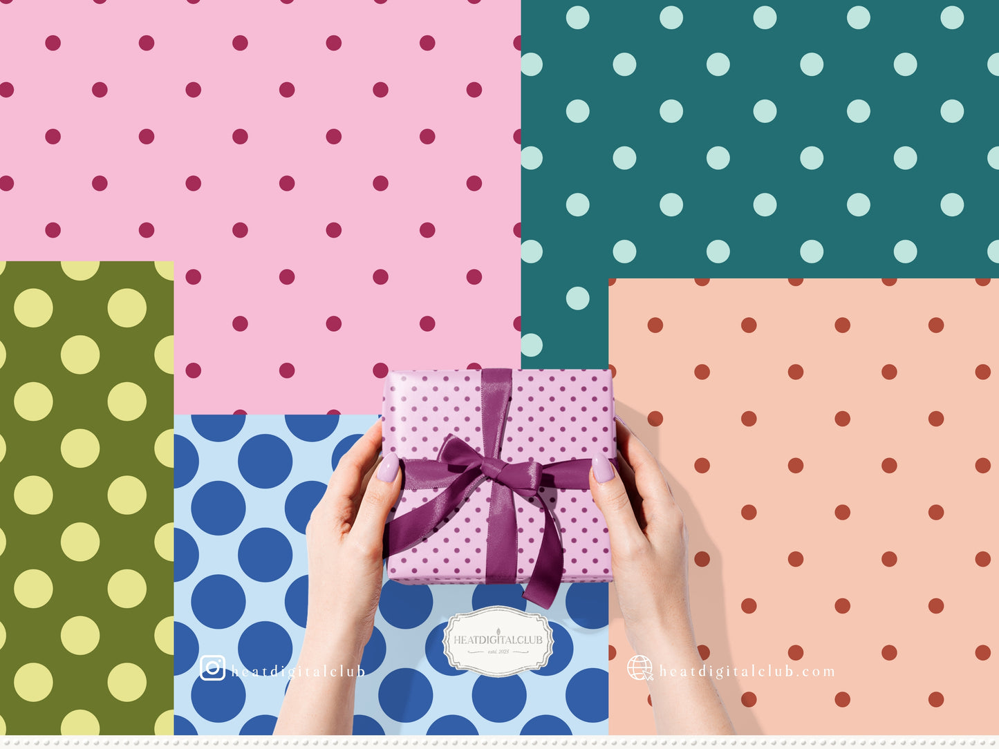 Dopamine Dots - Colorful Polka Dot Seamless Patterns, Paper Collection | 80 JPEG