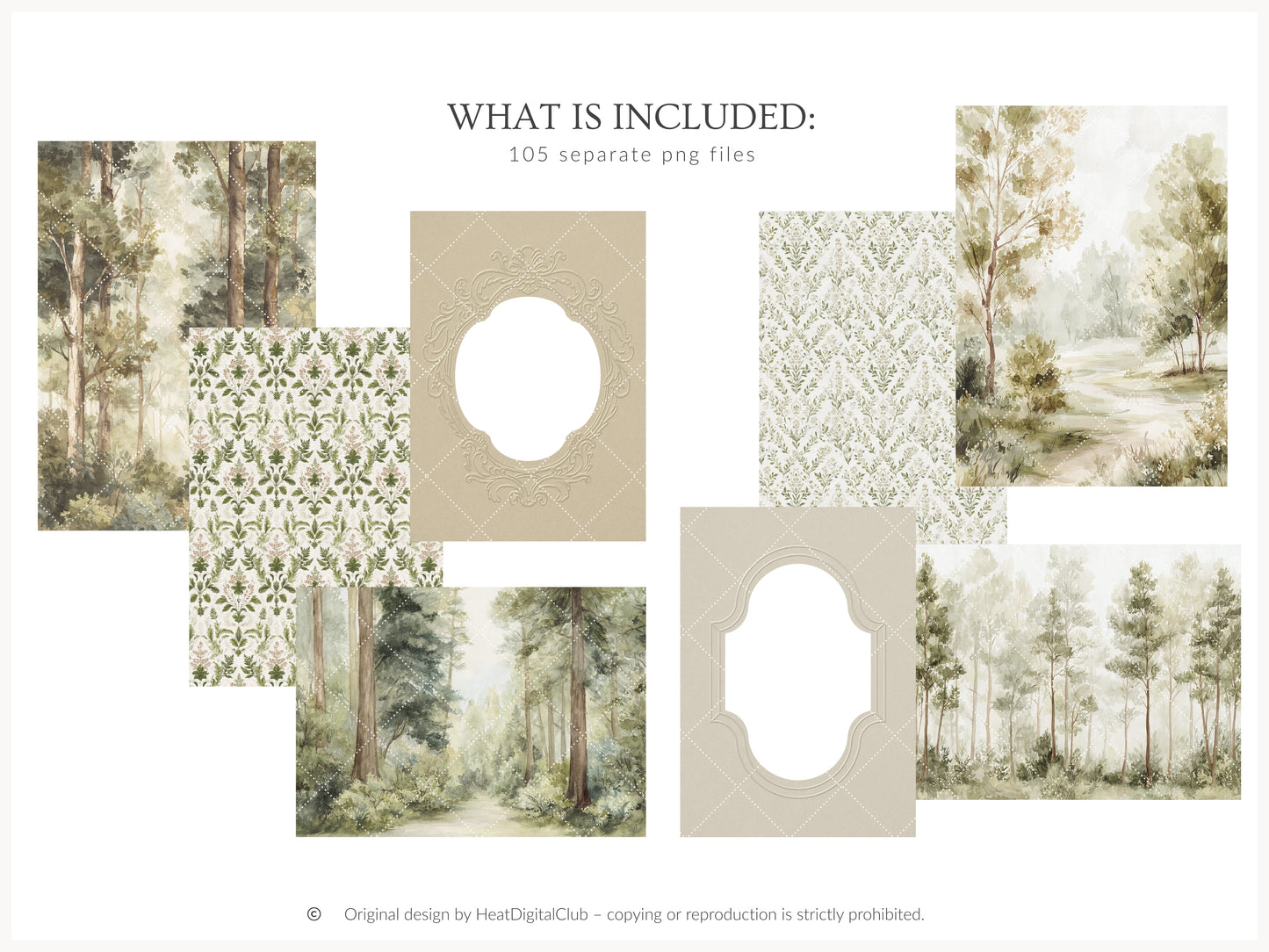 Woodland Archive - Clipart, Vintage Forest Scrapbook Set, Woodland Animals, Forest Papers | 105 PNG