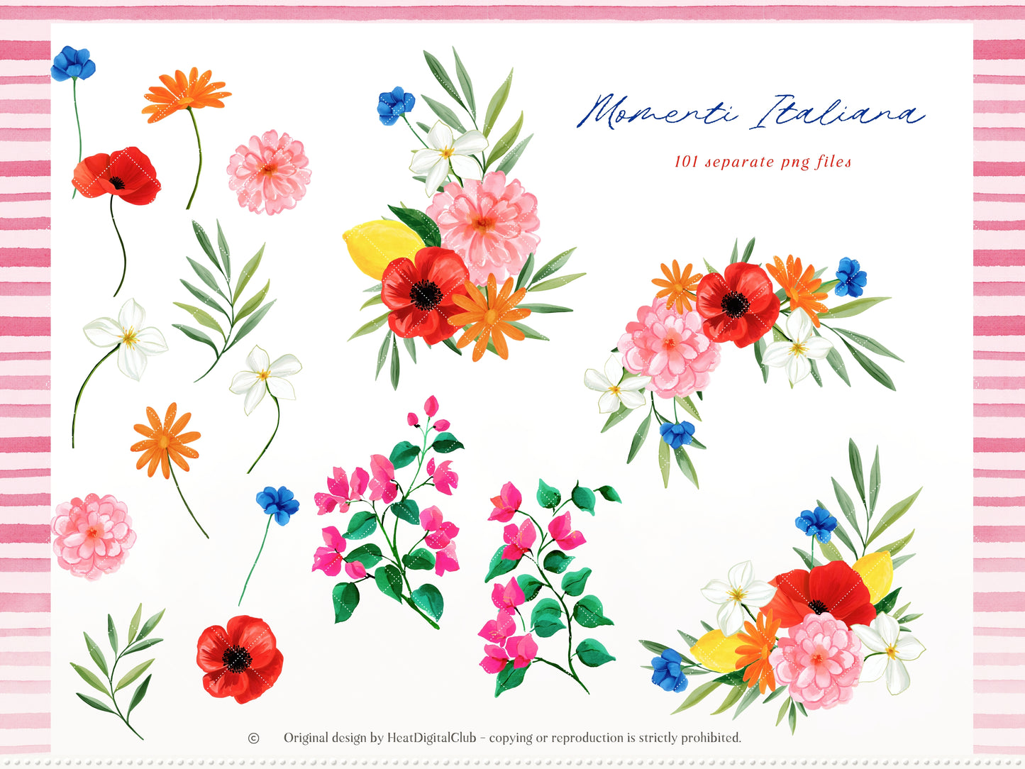Momenti Italiana -Clipart, Mediterranean Summer, Lemon Italy, Coastal Vacation Elements, Italian Aesthetic, Dolce Vita | 111 PNG/JPEG