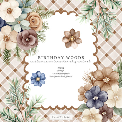 Birthday Woods - Floral Arrangements, Forest Frames and Bouquets, Rustic | 22 PNG