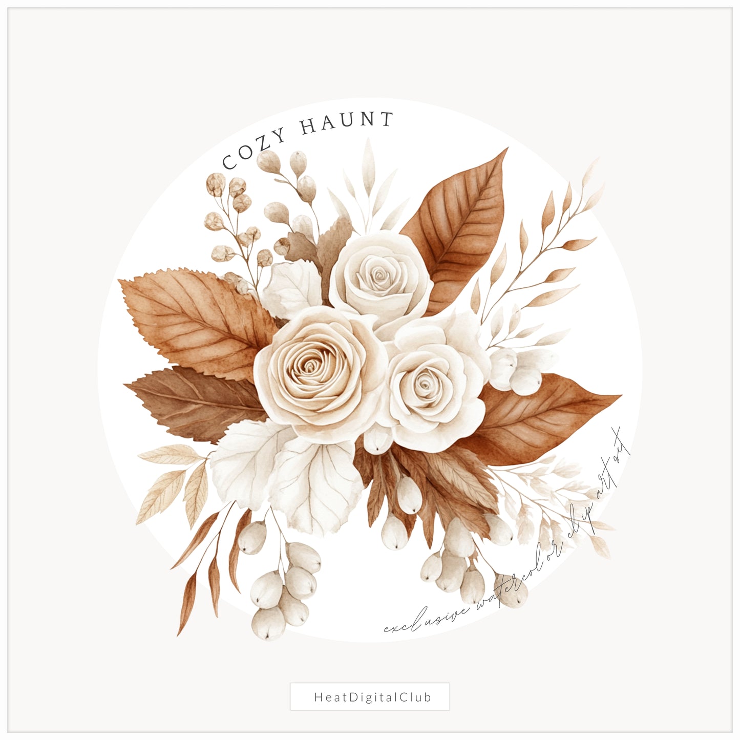 Cozy Haunt - Floral Arrangements Clipart, Fall Halloween Pumpkins | 25 PNG