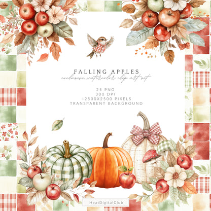 Falling Apples - Floral Arrangements, Autumn, Cozy Farm, Pumpkins | 25 PNG