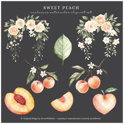 Sweet Peach - Floral Arrangements, Peach Blossom, Jasmine, Cream Roses | 20 PNG