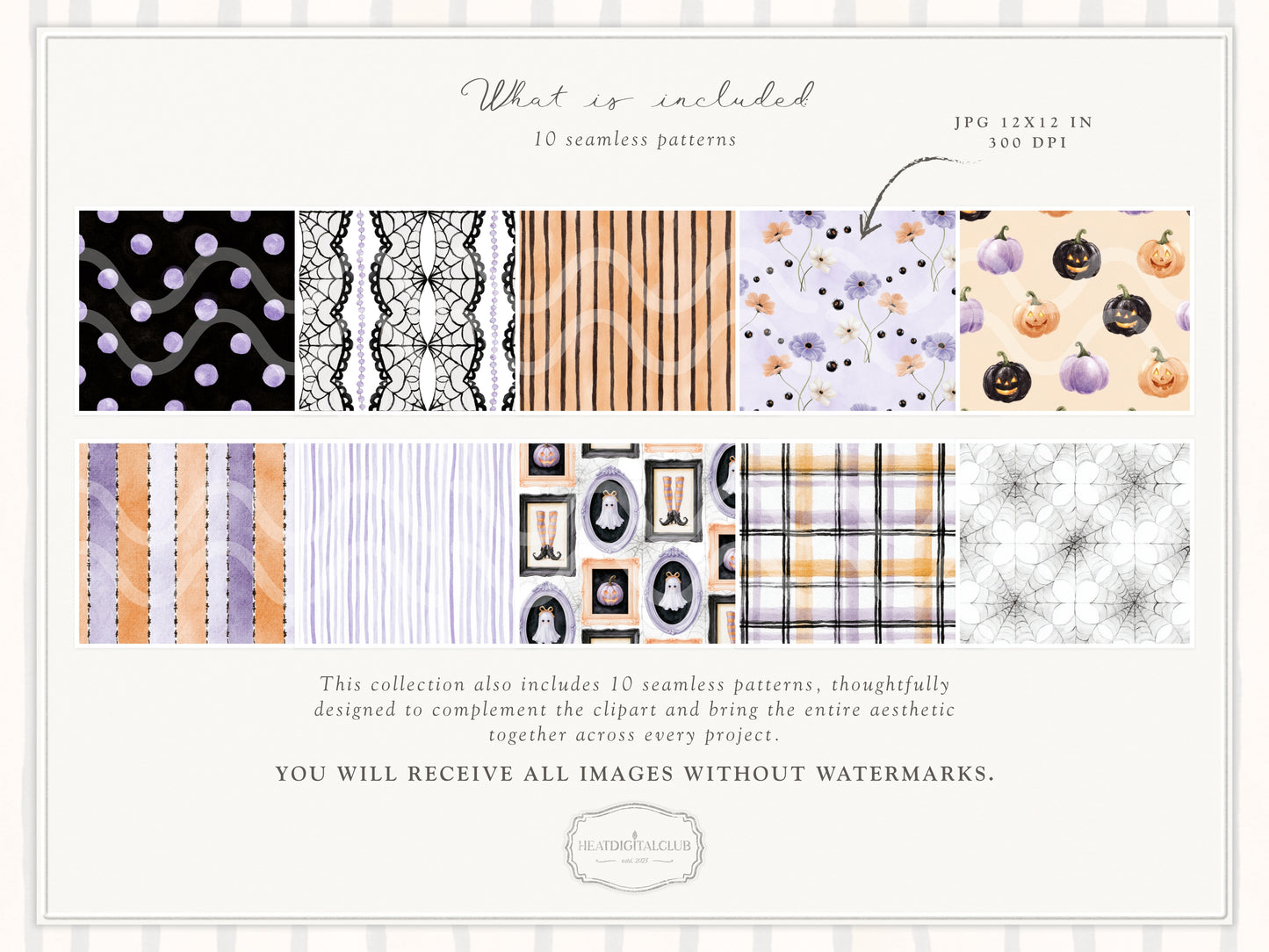 Witching Hour - Watercolor Halloween Clipart & Seamless Patterns Bundle, Spooky Witch Graphics | 94 PNG/JPEG