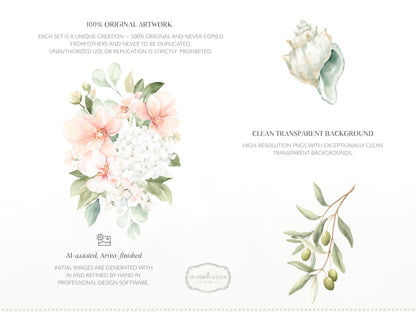 Grapefruit Breeze - Floral Arrangements, Summer Flowers Clipart, Tropical Florals, Citrus | 20 PNG