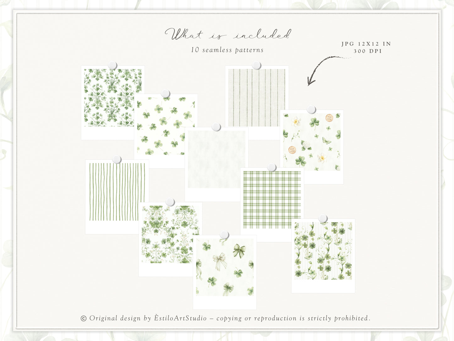 Lucky Atelier - Clipart, St Patrick’s Day Nursery, Irish Baby Toys, Clover, Green Vintage Children | 100 PNG/JPEG