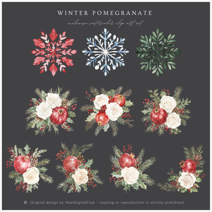 Winter Pomegranate - Floral Arrangements, Christmas Bouquets & Ornaments | 20 PNG