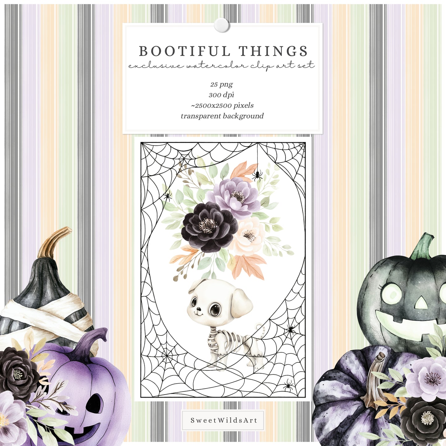 Bootiful Things - Floral Arrangements, Halloween Spooky Cute Bouquets | 25 PNG