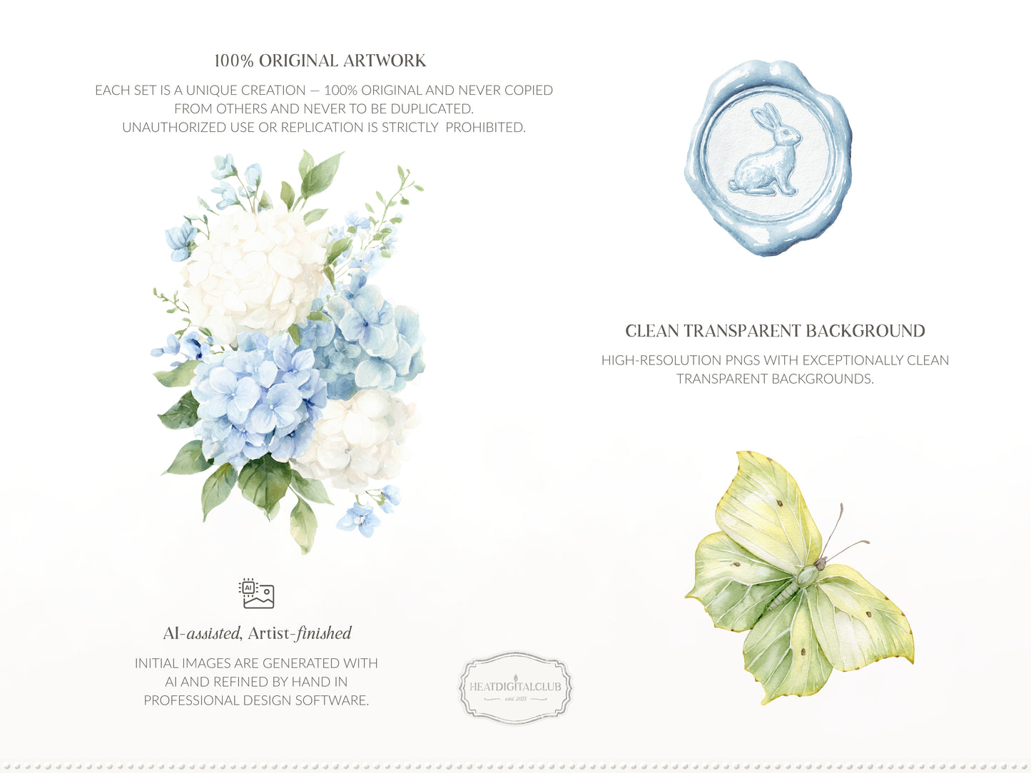 Easter Elegance - Floral Arrangements Clipart, Hydrangea Bouquets, Spring Floral | 20 PNG