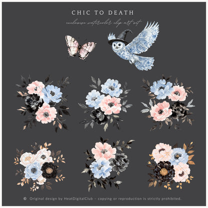 Chic to Death - Floral Arrangements, Grandmillennial Halloween, Pumpkins | 20 PNG