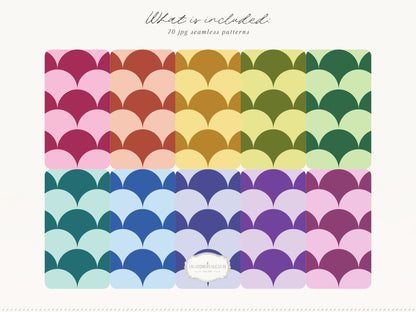Dopamine Mix - Colorful Bold Geometric Seamless Patterns, Paper Collection | 70 JPEG