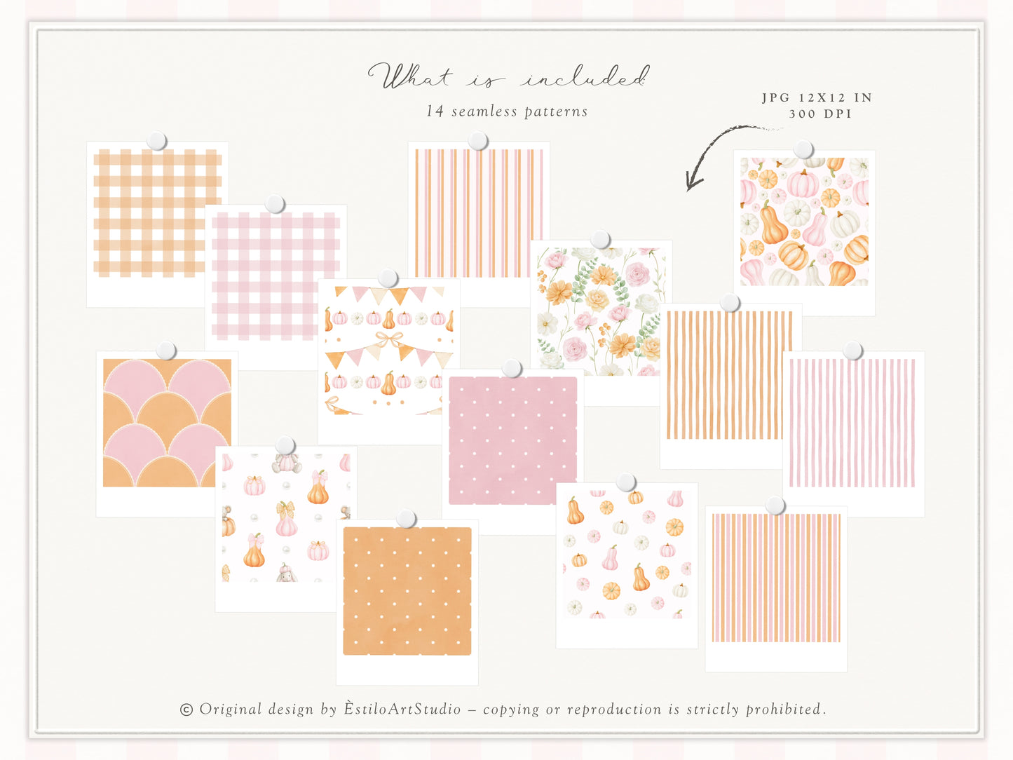 Pumpkin Atelier - Clipart, Fall Autumn Baby Shower, Little Pumpkin Birthday, Girl Fall, Seamless Patterns | 121 PNG/JPEG