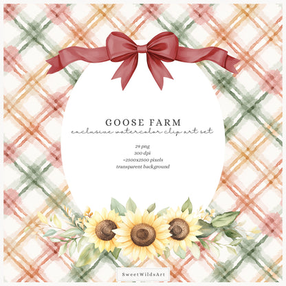 Goose Farm - Floral Arrangements Clipart, Sunflower, Autumn  Elements, Country