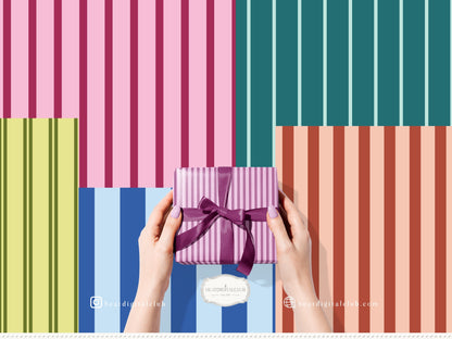 Dopamine Stripes - Colorful Striped Seamless Patterns, Paper Collection | 70 JPEG