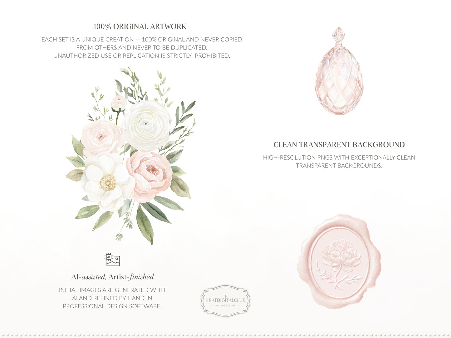 Easter Blush - Floral Arrangements Clipart, Pink Roses Bouquets, Spring Floral, Elegant Easter | 20 PNG
