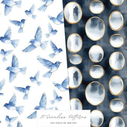 Modern Snow White - Seamless Patterns, Fantasy, Floral, Roses | 10 JPEG