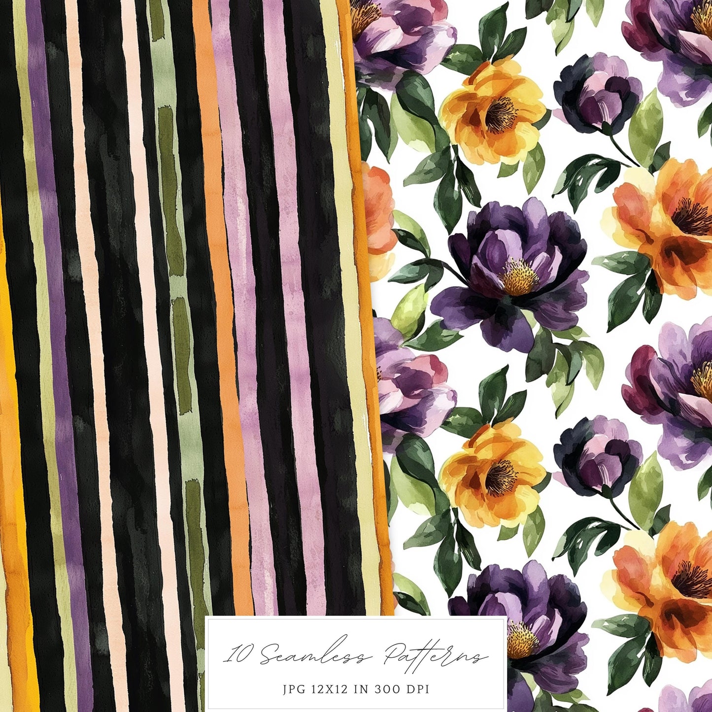 Dark Blooms - Seamless Patterns, Moody Floral, Gothic, Floral | 10 JPEG