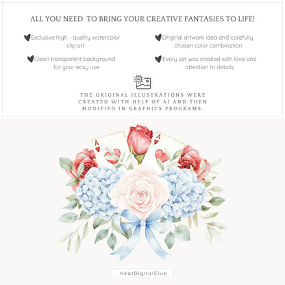 Modern Alice - Floral Arrangements Clipart, Pink Roses, Hydrangea | 12 PNG