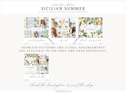 Sicilian Summer - Mediterranean Vacation, Italy Coastal Clipart | 55 PNG