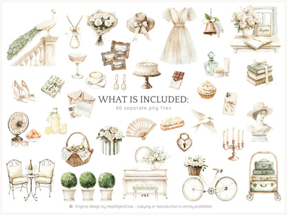 Summer Château - Elegant, French, Country Clipart Set | 60 PNG